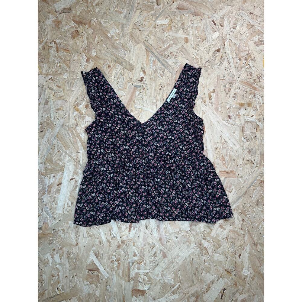 American Eagle Outfitters Women’s Black Floral Sleeveless V-neck Blouse Sz S